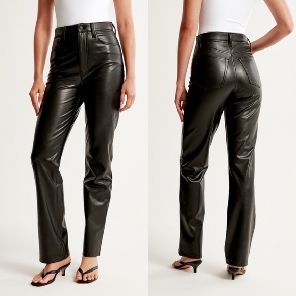 Abercrombie & Fitch Black Ultra High Rise Leather Pants Size 000 - Picture 1 of 6